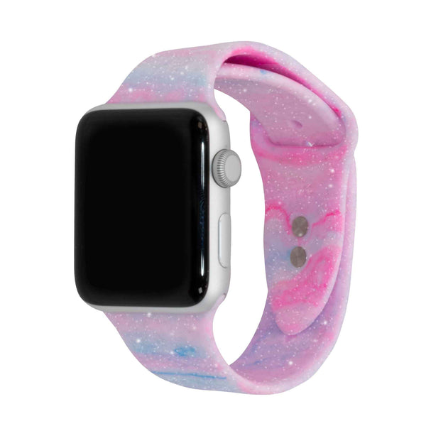 Women's Apple Watch Band Soft Silicone Strap Glistening Blue Glitter  38mm 40mm